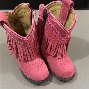 Kids Pink Fringe Boots